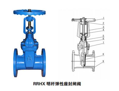 RRHX明桿彈性座封閘閥結(jié)構(gòu)圖:
